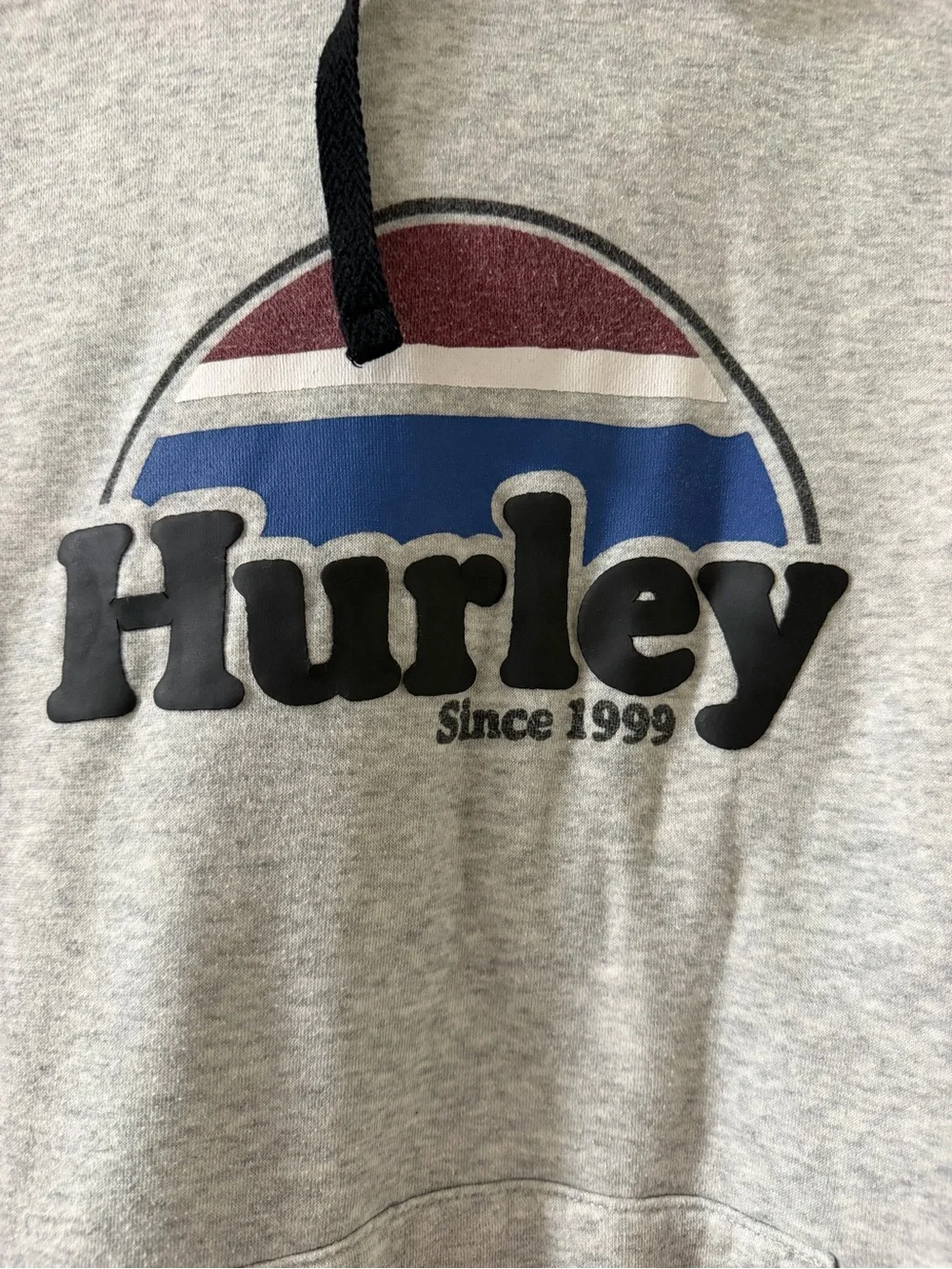 Hurley Pullover Hoodie Mens Medium Gray Like New Retro Logo Graphic Sweatshirt